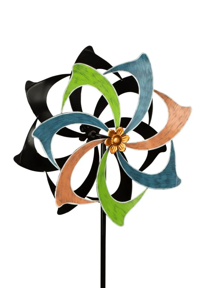 Carillon à vent multicolore en métal comme piquet de jardin hauteur 183 cm diamètre 61 cm