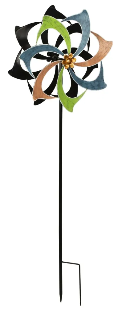 Carillon à vent multicolore en métal comme piquet de jardin hauteur 183 cm diamètre 61 cm