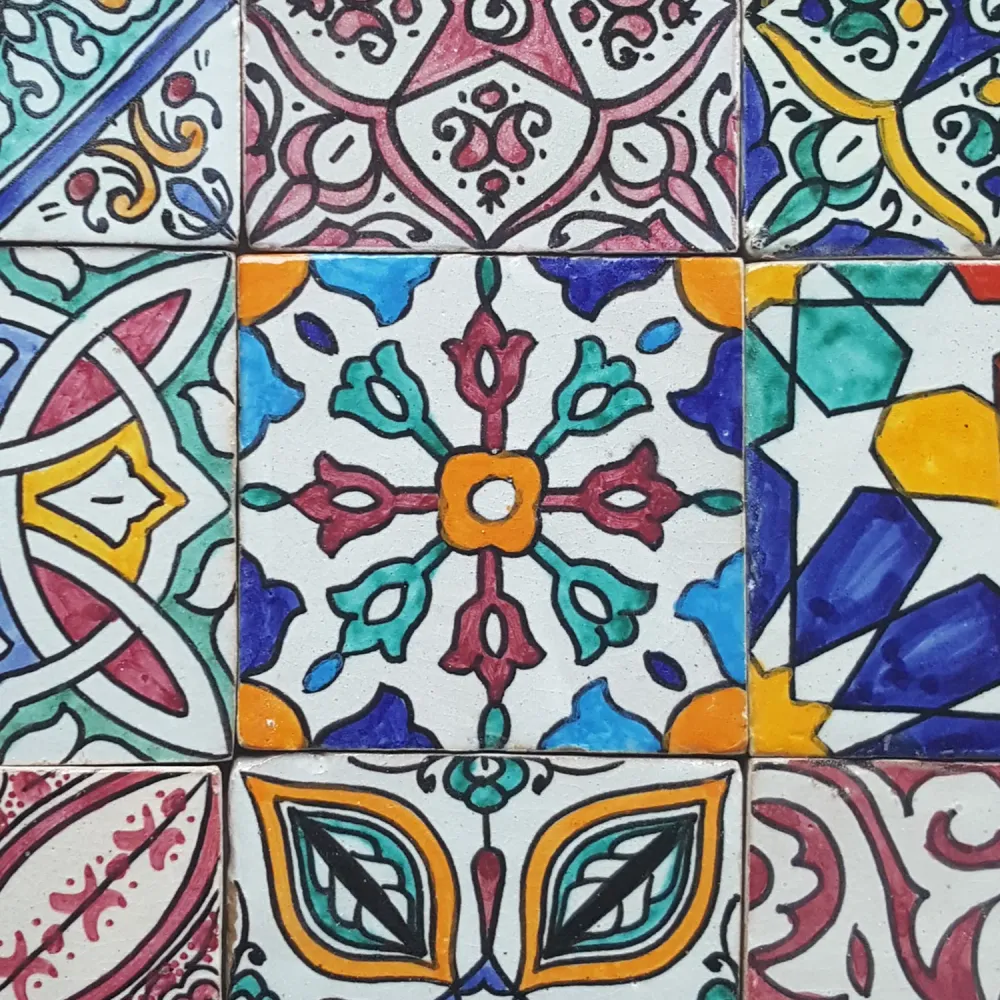 Carreaux peints à la main - lot de 9 mélanges colorés de style bohème