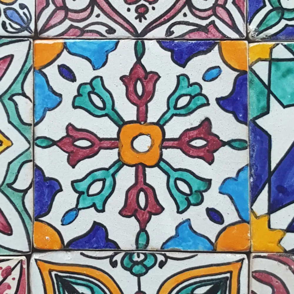Carreaux peints à la main - lot de 9 mélanges colorés de style bohème