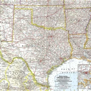 Carte du centre-sud des États-Unis de 1961