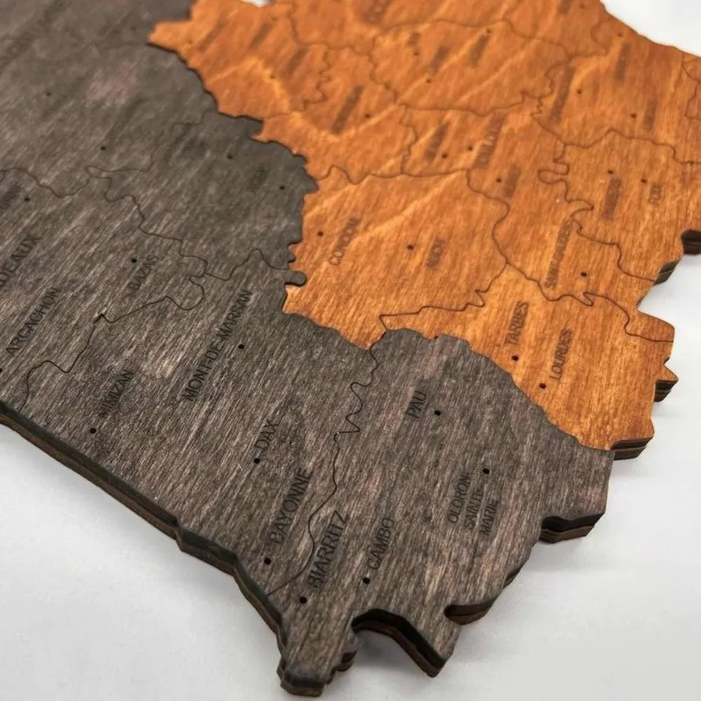 Carte de France en bois 3D - Multicolor