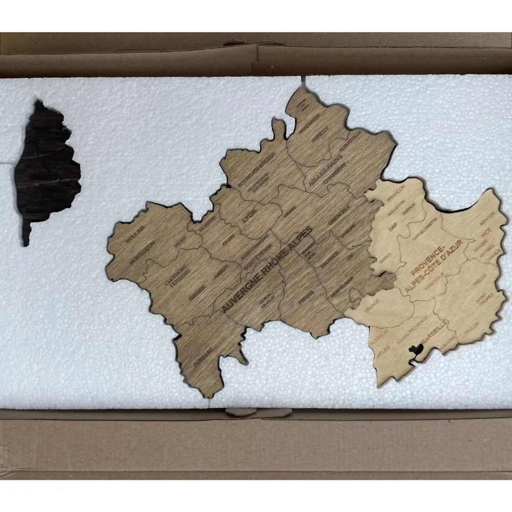 Carte de France en bois 3D - Multicolor