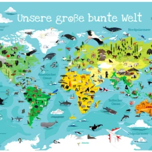 Carte du monde pour enfants, poster XXL, Notre grand monde coloré