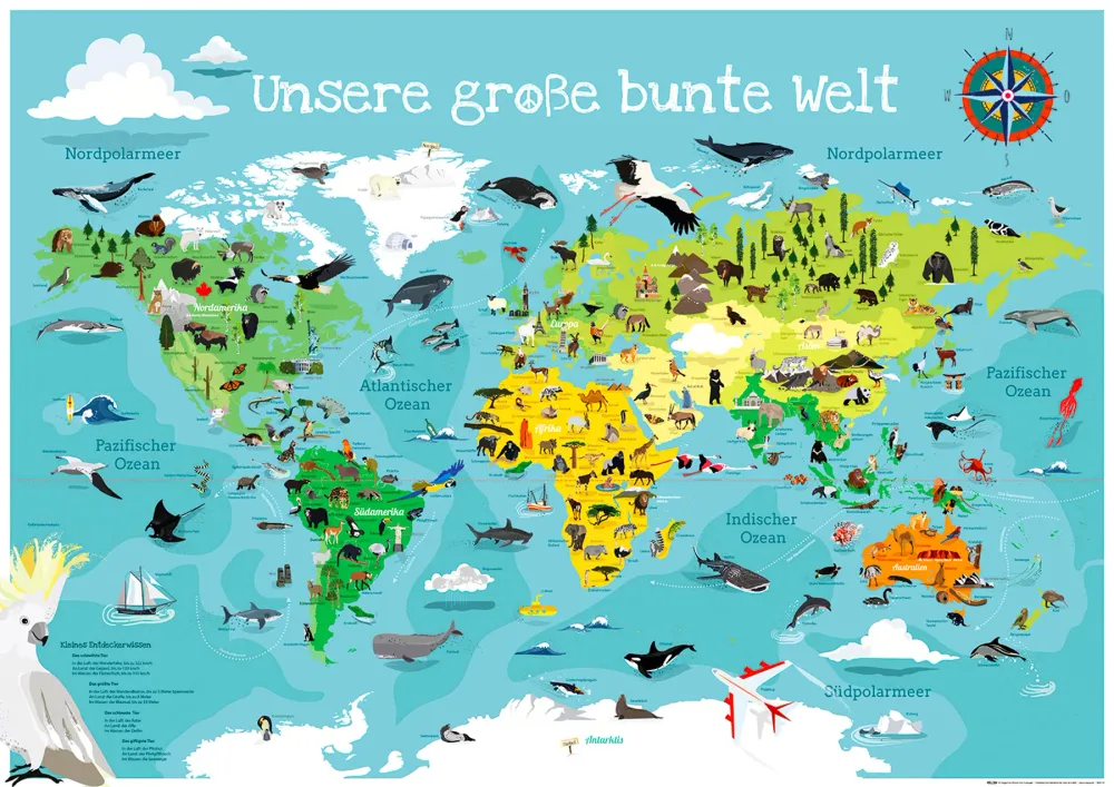 Carte du monde pour enfants, poster XXL, Notre grand monde coloré