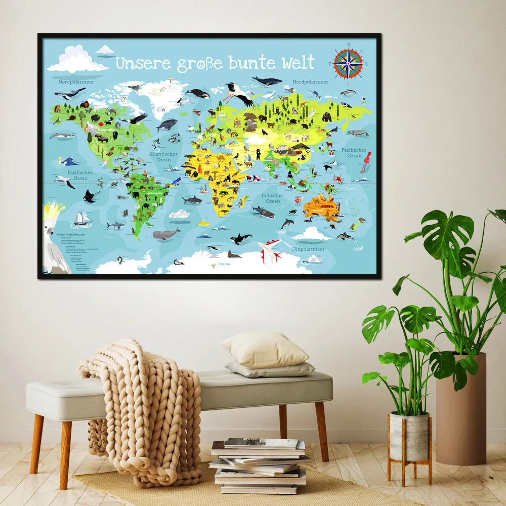 Carte du monde pour enfants, poster XXL, Notre grand monde coloré