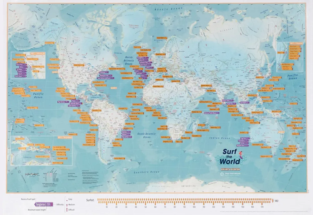 Carte murale à gratter (en anglais) - Surf World (60 x 42 cm) | Maps International