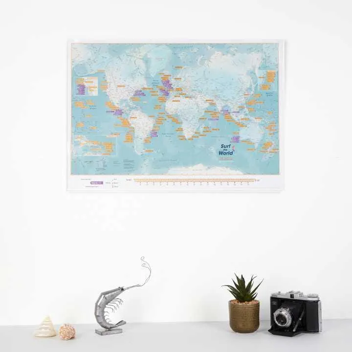 Carte murale à gratter (en anglais) - Surf World (60 x 42 cm) | Maps International