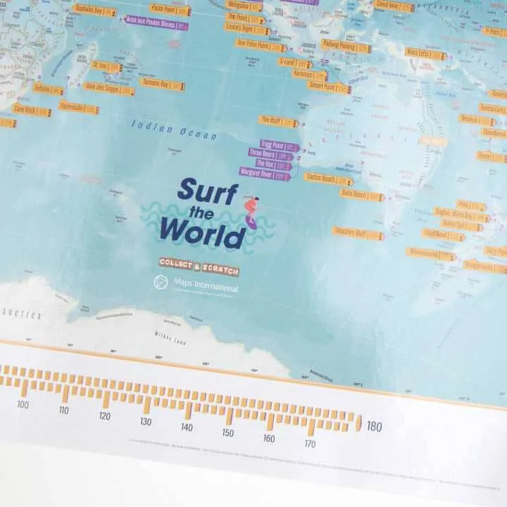 Carte murale à gratter (en anglais) - Surf World (60 x 42 cm) | Maps International