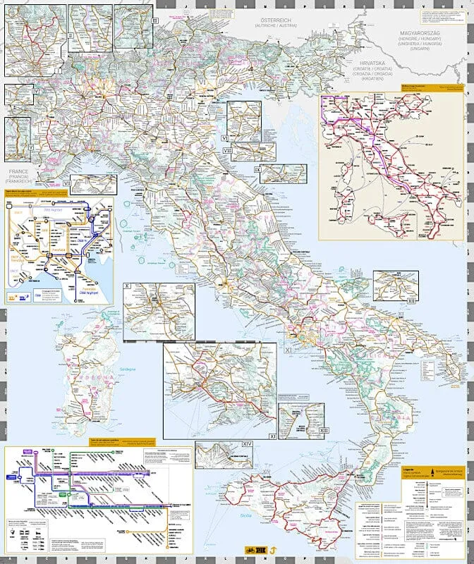 Carte de l'Italie : Voyage en train | Cartotrain