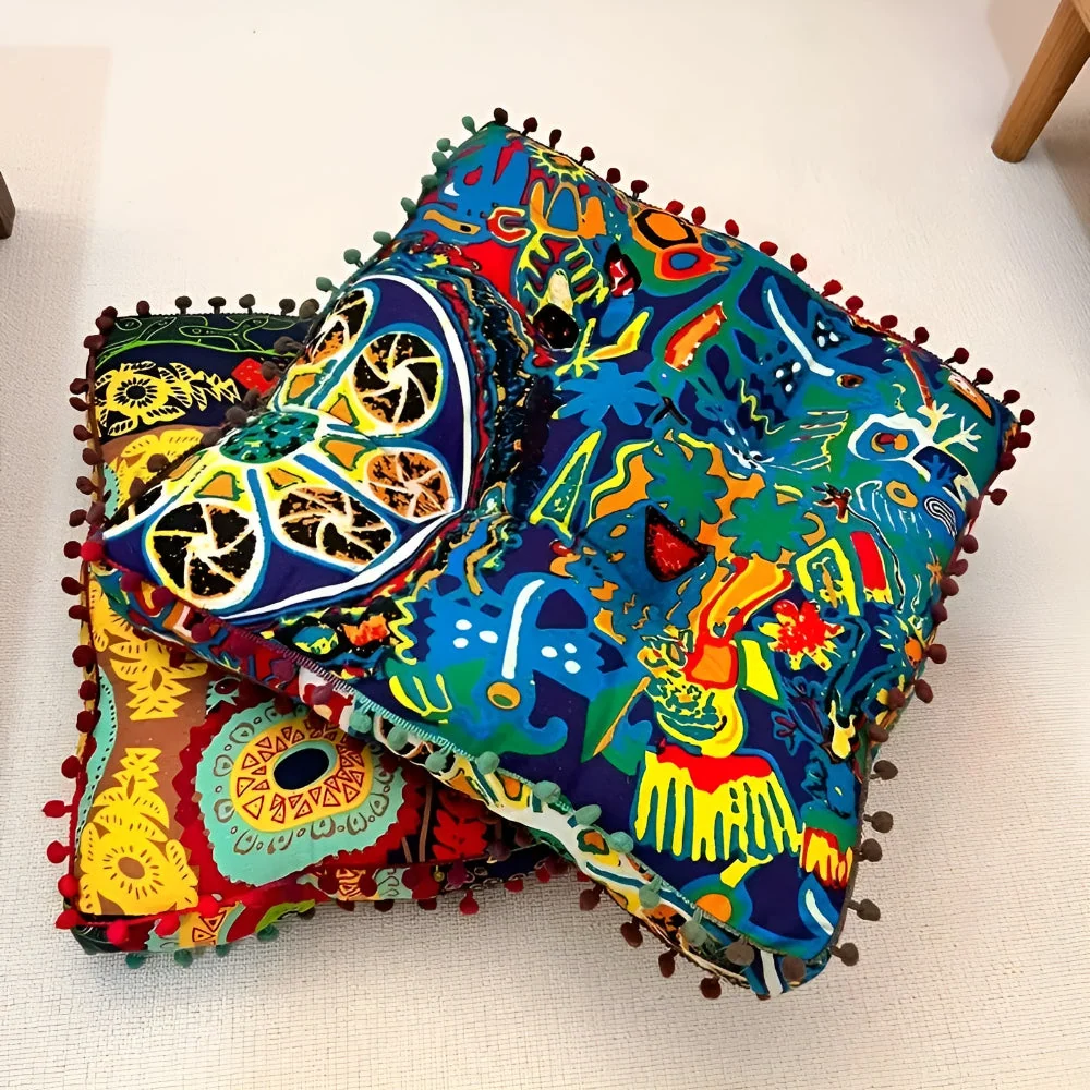 Coussin de sol carré style bohème Casa & Beyond