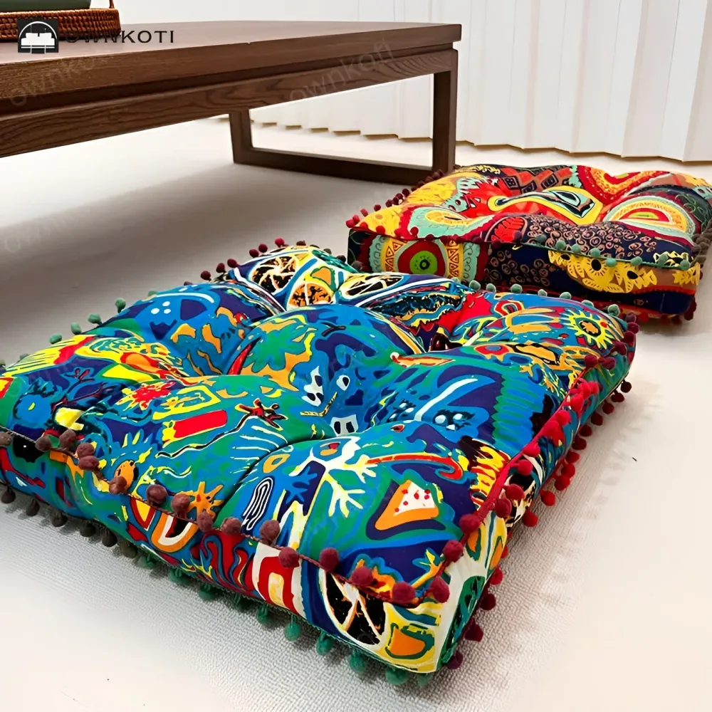 Coussin de sol carré style bohème Casa & Beyond