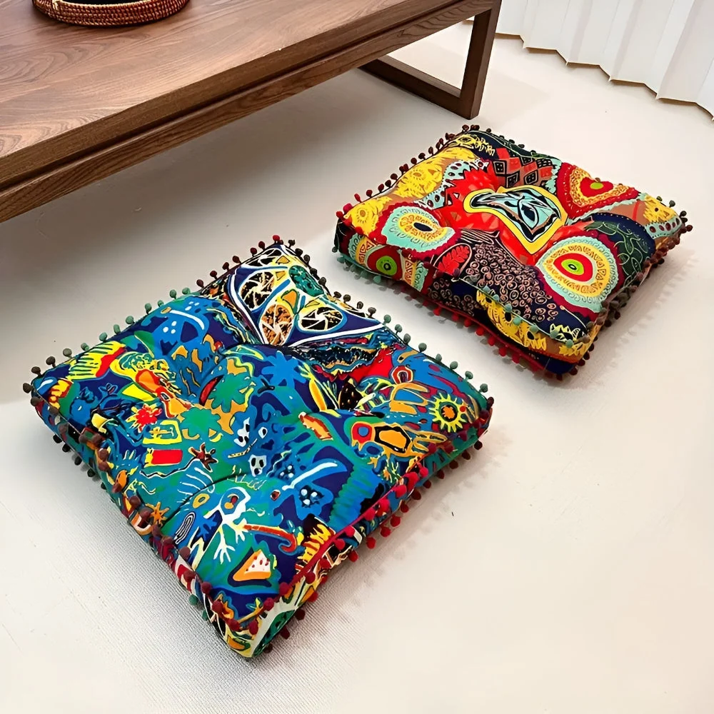 Coussin de sol carré style bohème Casa & Beyond