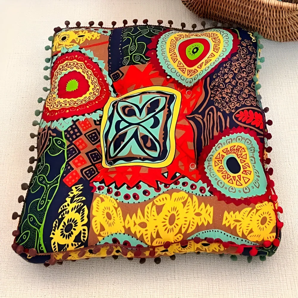 Coussin de sol carré style bohème Casa & Beyond