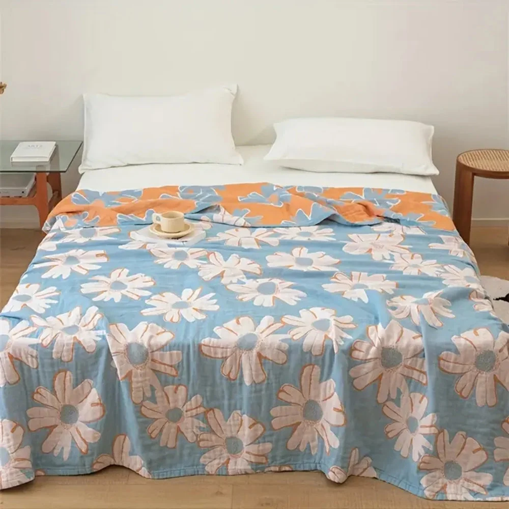 Couverture en coton à motifs de marguerites, idéale pour l'été Casa & Beyond