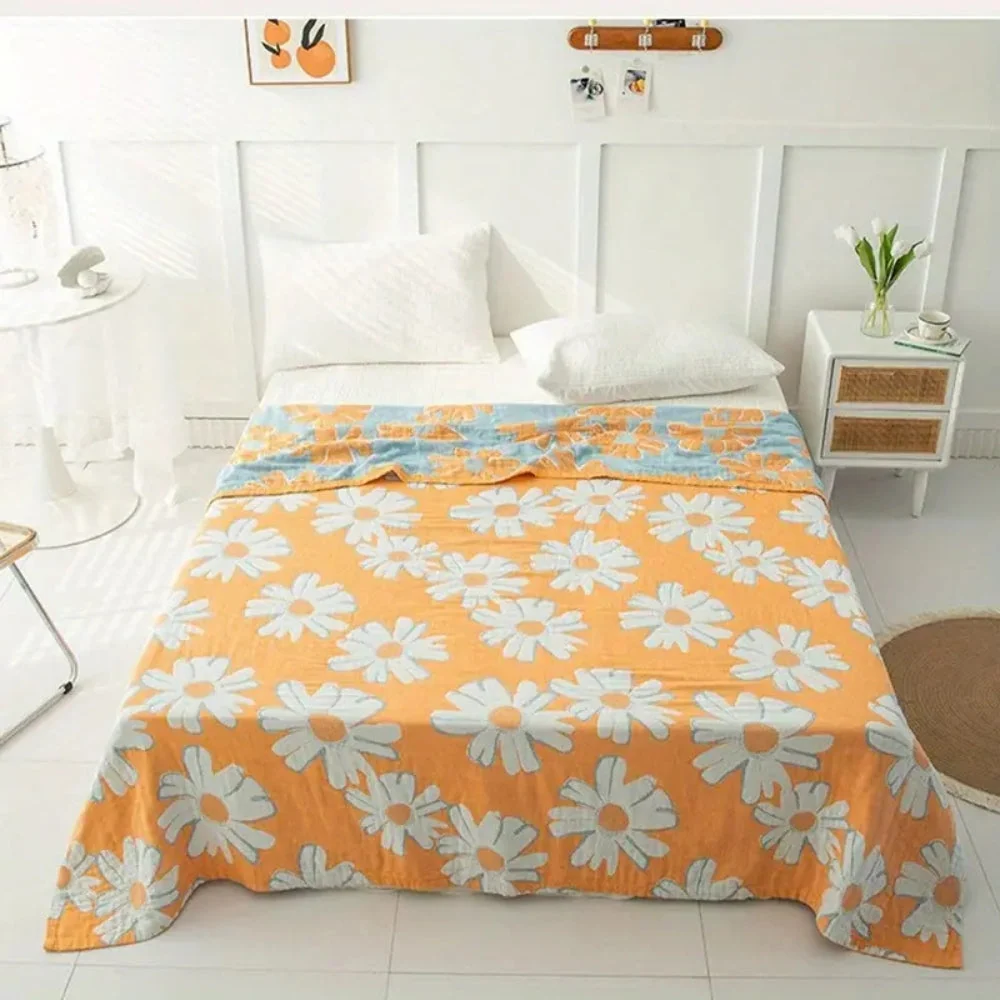 Couverture en coton à motifs de marguerites, idéale pour l'été Casa & Beyond