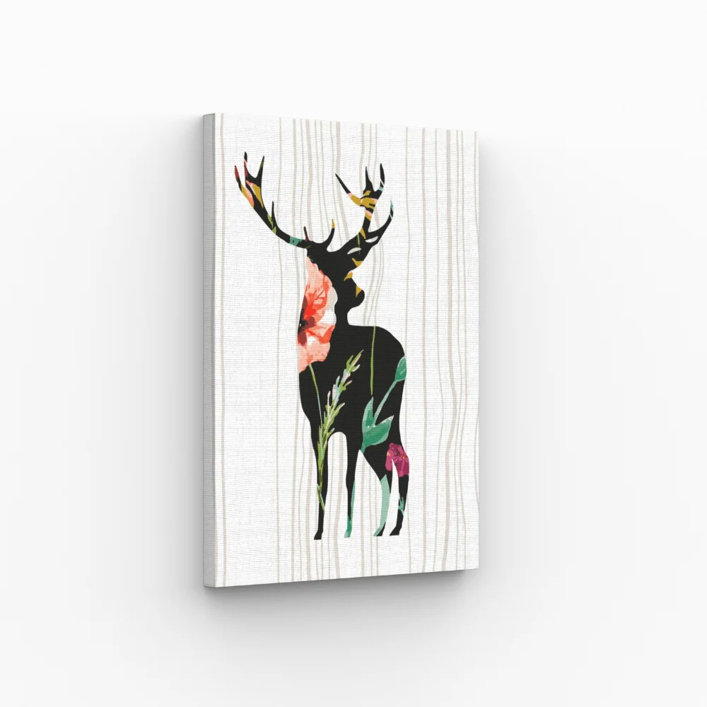 Cerf avec des fleurs, abstrait