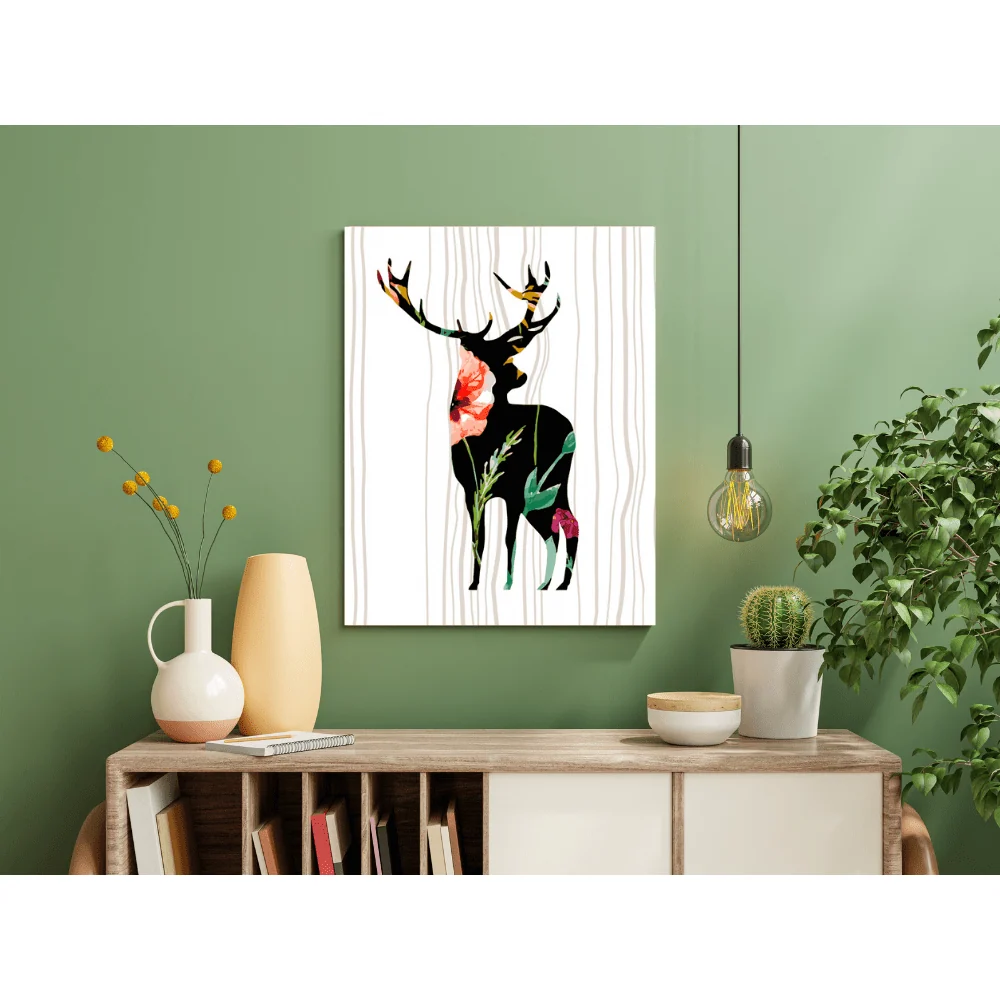 Cerf avec des fleurs, abstrait