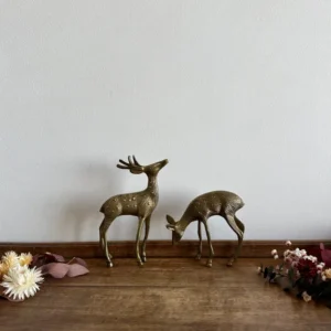 Cerf et biche statuettes en laiton
