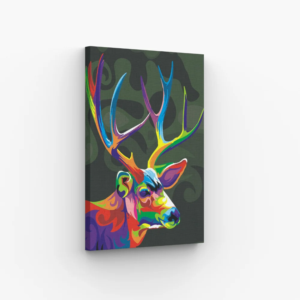 Cerf multicolore, abstrait