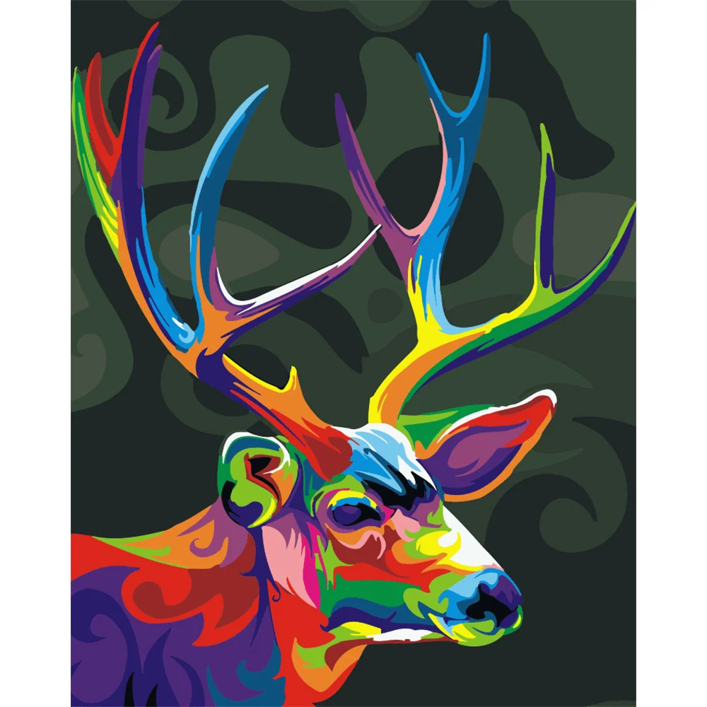 Cerf multicolore, abstrait