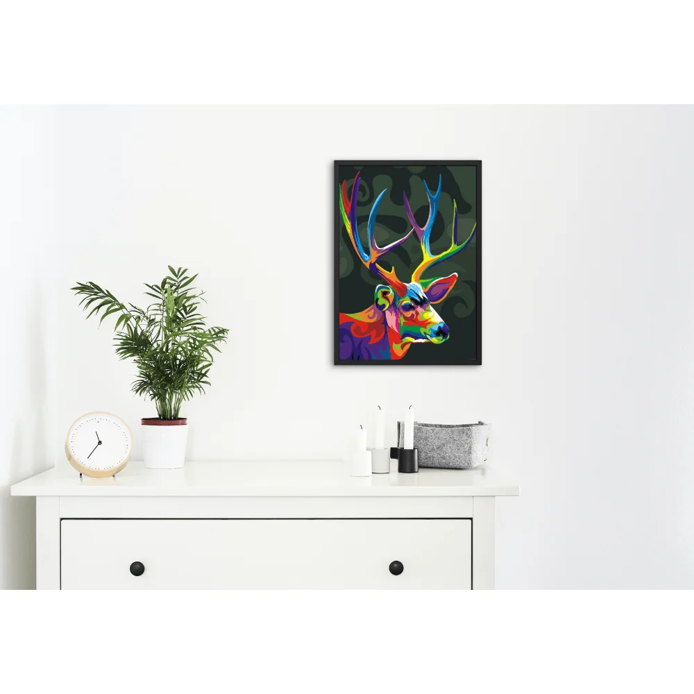Cerf multicolore, abstrait