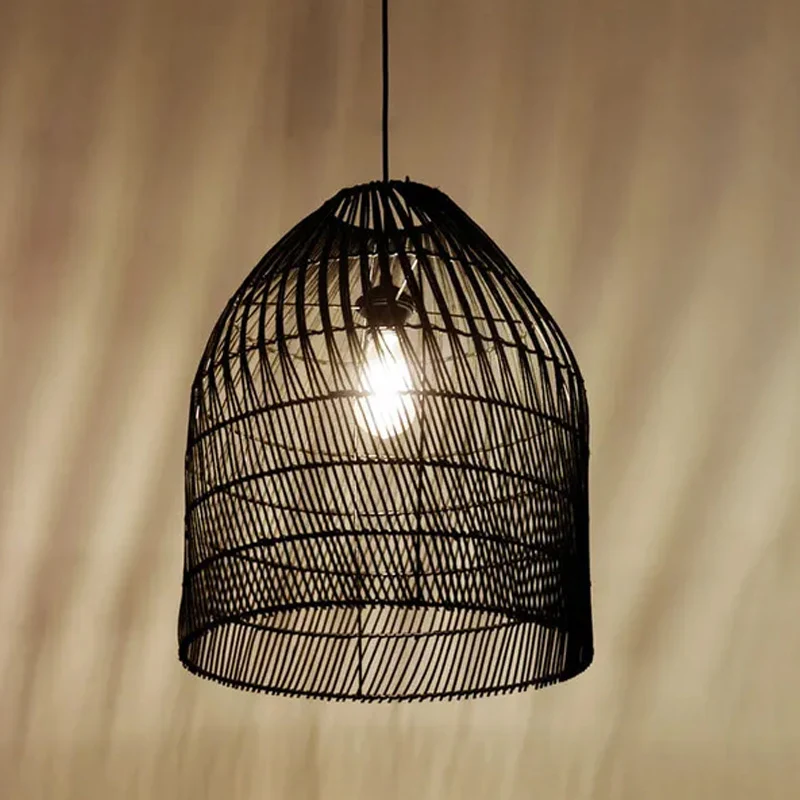 Abat-jour pour suspension Marco en rotin - ⌀ 42 cm - noir CEZARE