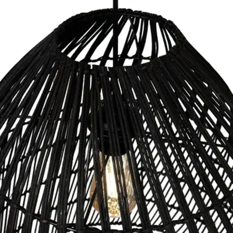 Abat-jour pour suspension Marco en rotin - ⌀ 42 cm - noir CEZARE