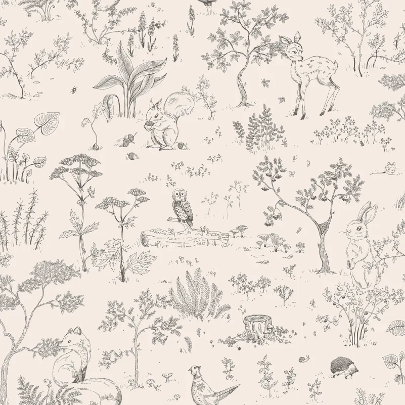 Échantillon de papier peint Sandberg Hollie, Graphite – Papier peint animalier
