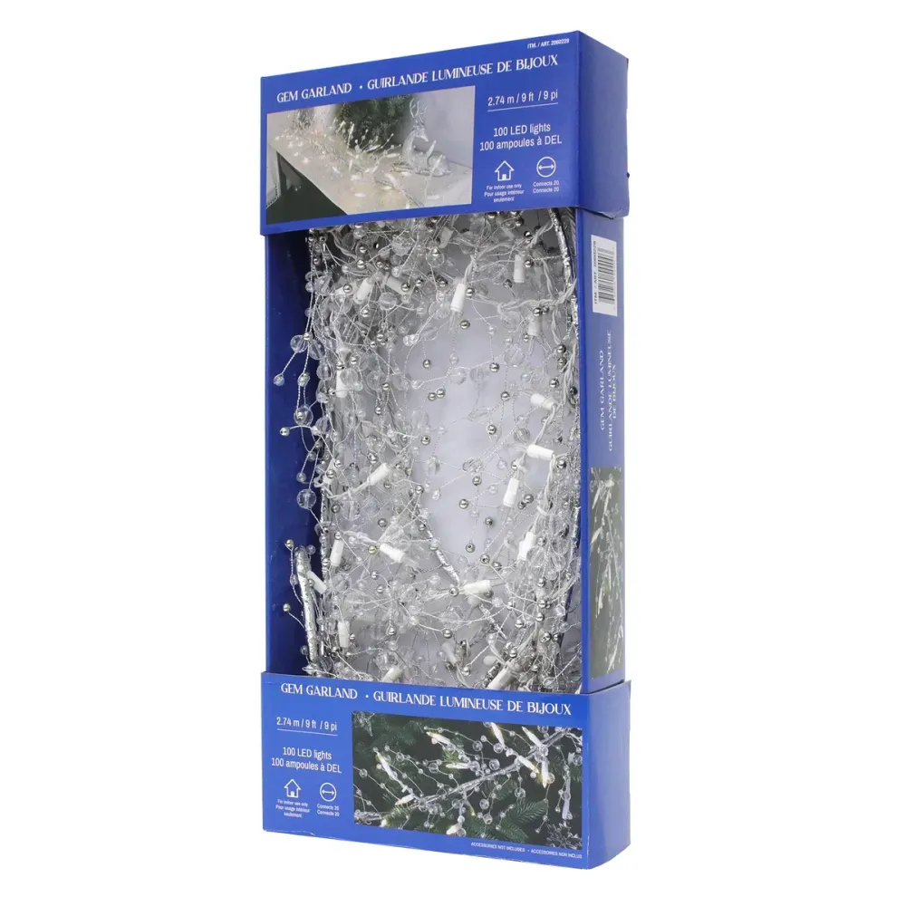 Guirlande Lumineuse des fêtes avec des cristaux, 100 lumières DEL CHAP Aubaines