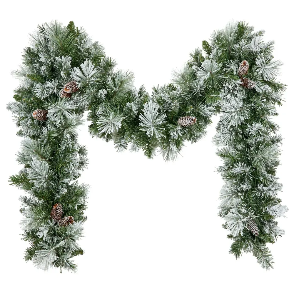 Guirlande de Noël artificielle pré-éclairée à paillettes floquées de 2,7 m CHAP Aubaines