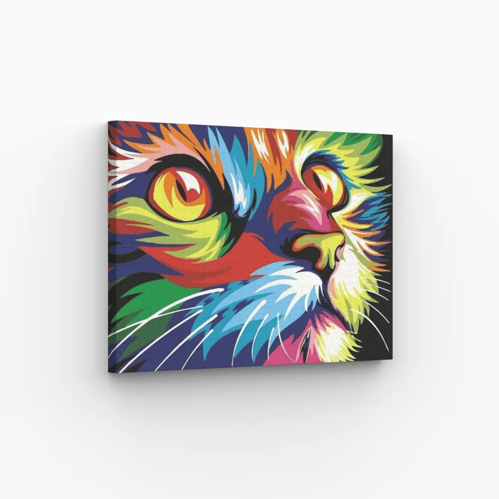 Chat multicolore, abstrait