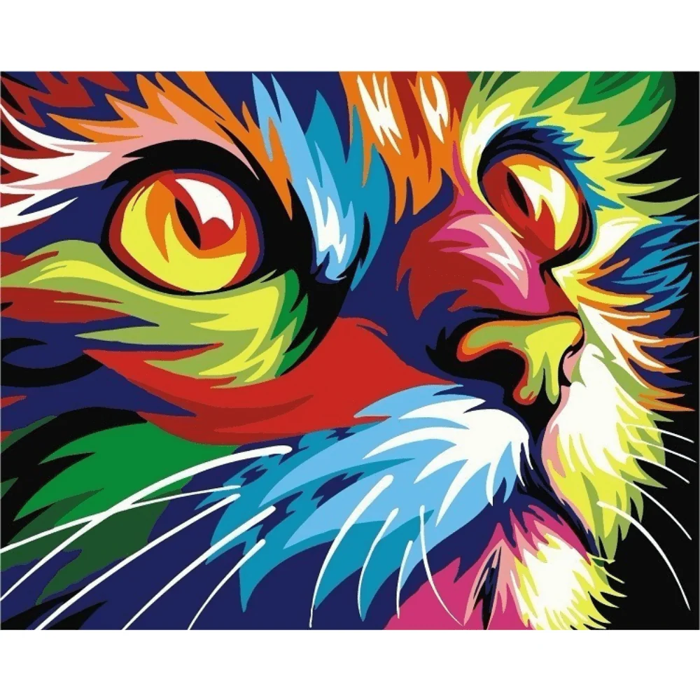 Chat multicolore, abstrait