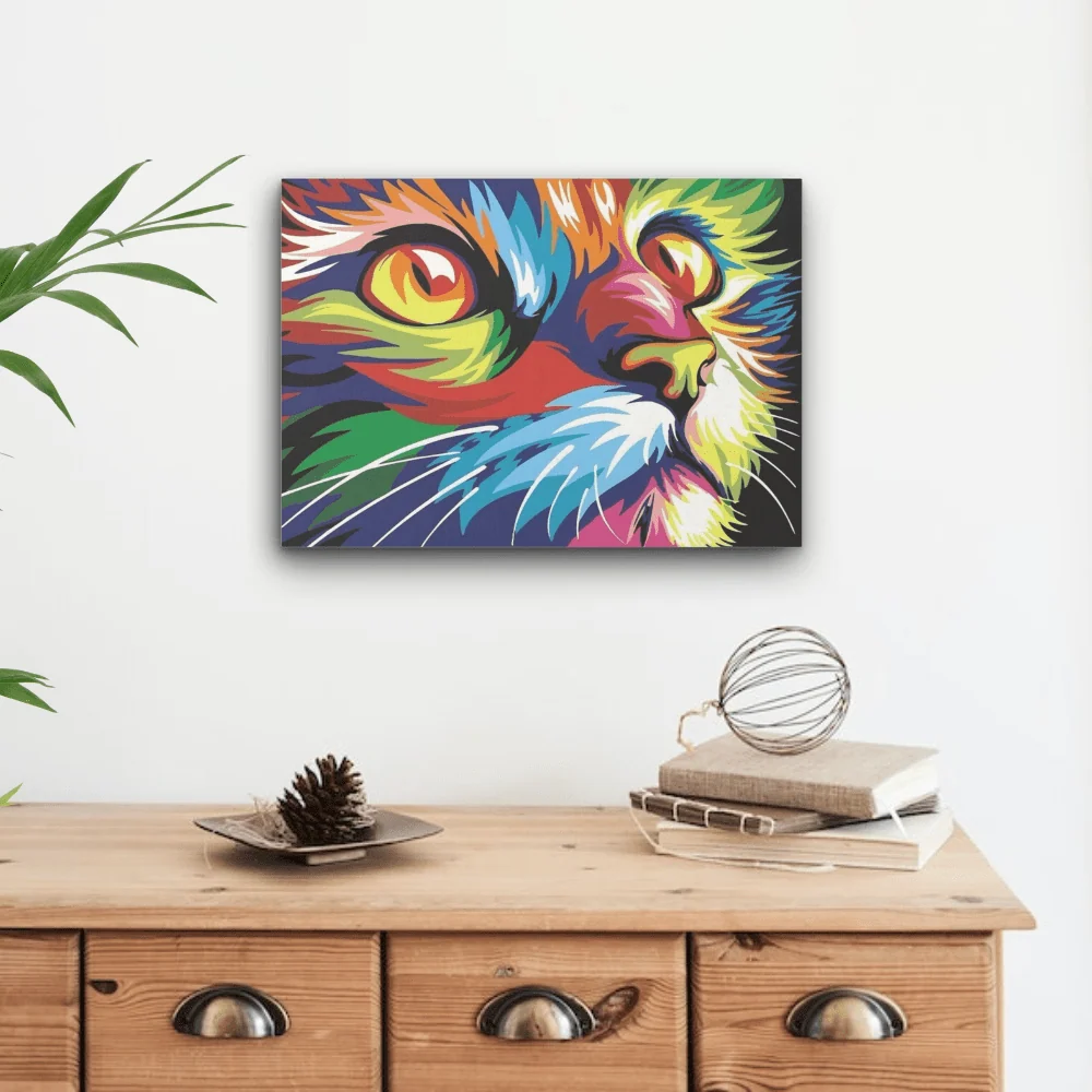 Chat multicolore, abstrait