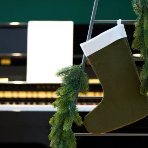 Chaussette de Noël double crêpe vert vert d'automne
