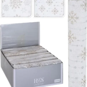 Chemin de table Noël blanc et doré - 28 x 270 cm - Chemin de table - Noël - longueur 270 x largeur 28 x hauteur 0,1 cm