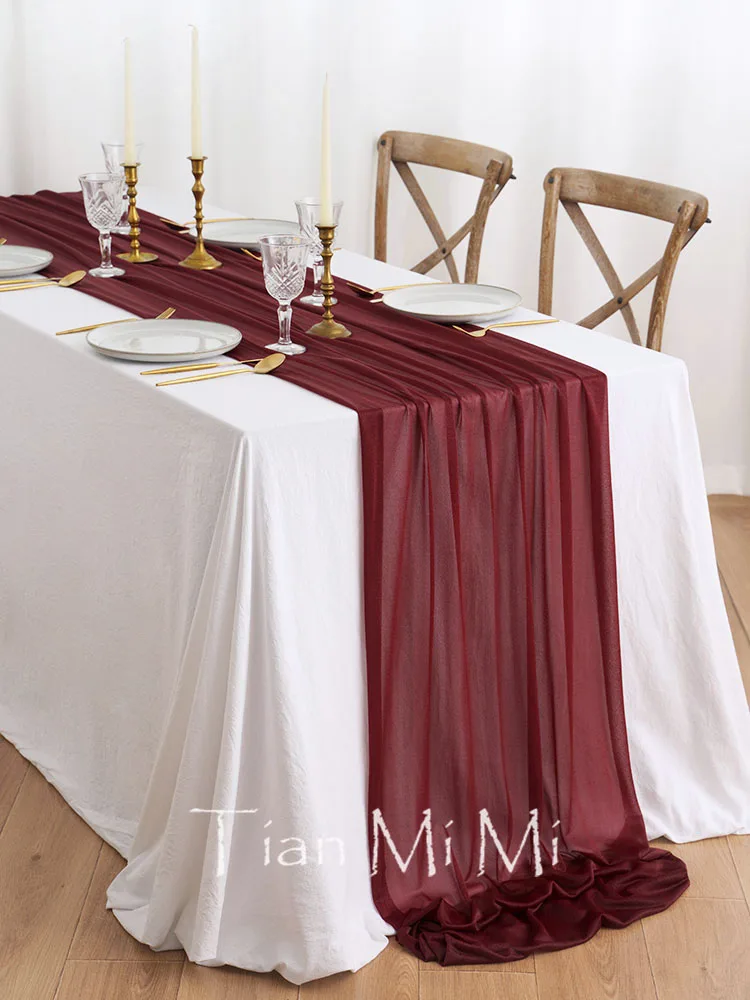 Chemin de table polyester élégant pour mariage décoration rustique