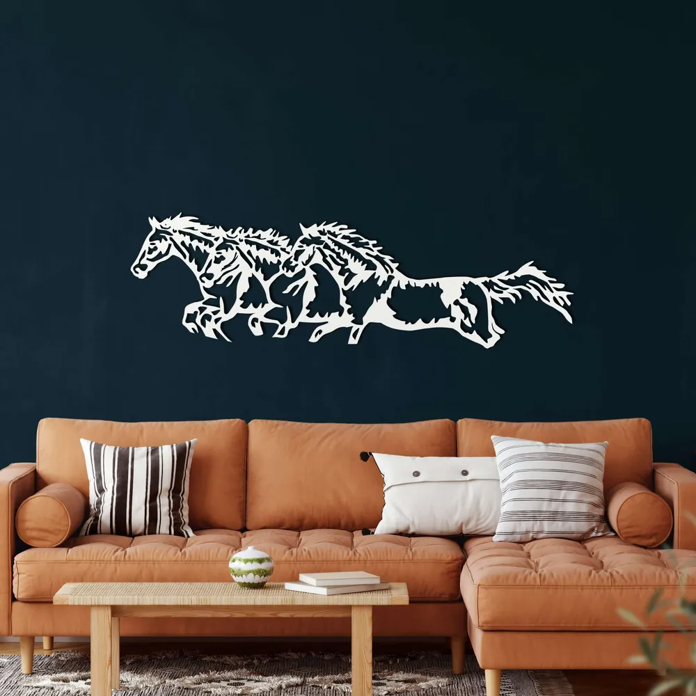 Chevaux en Fuite Art Mural en Métal