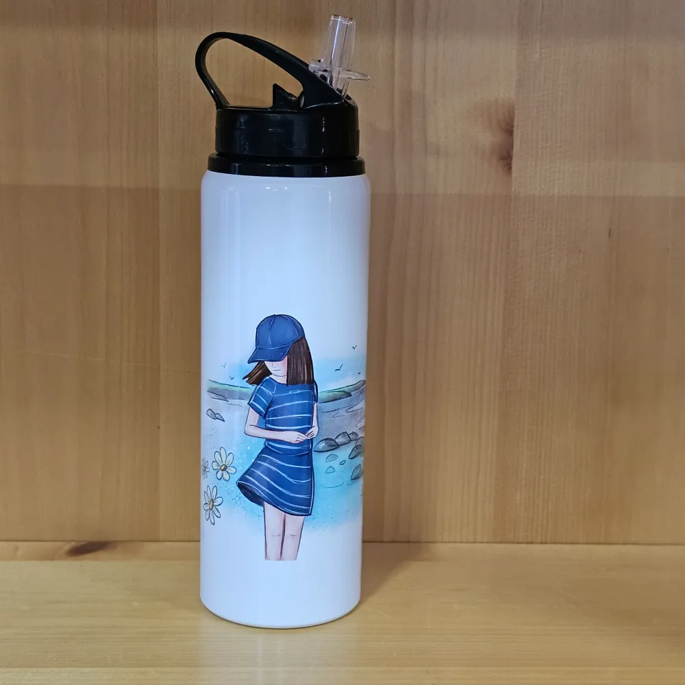 La fille au bord du fleuve - Gobelet en aluminium avec paille Chic Placard