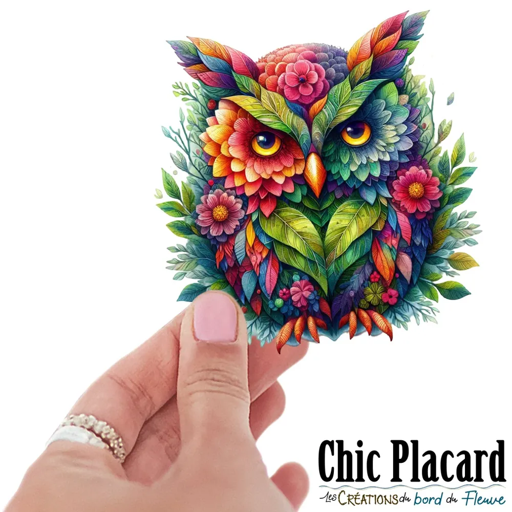 Hibou floral- autocollant en vinyl Chic Placard