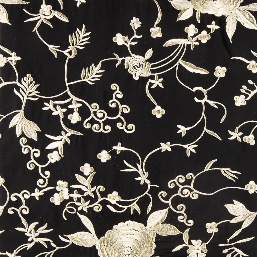 Châle Tencel Broderie Noir