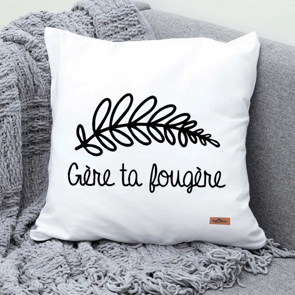 Coussin - Carré - Blanc - GÈRE TA FOUGÈRE Chouette Fabrique