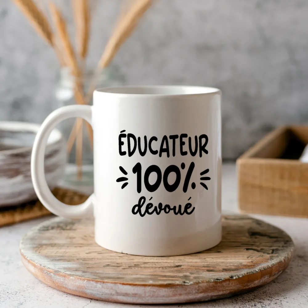 Décalque de vinyle - ÉDUCATEUR - Éducateur 100% dévoué (MASCULIN) V2 Chouette Fabrique