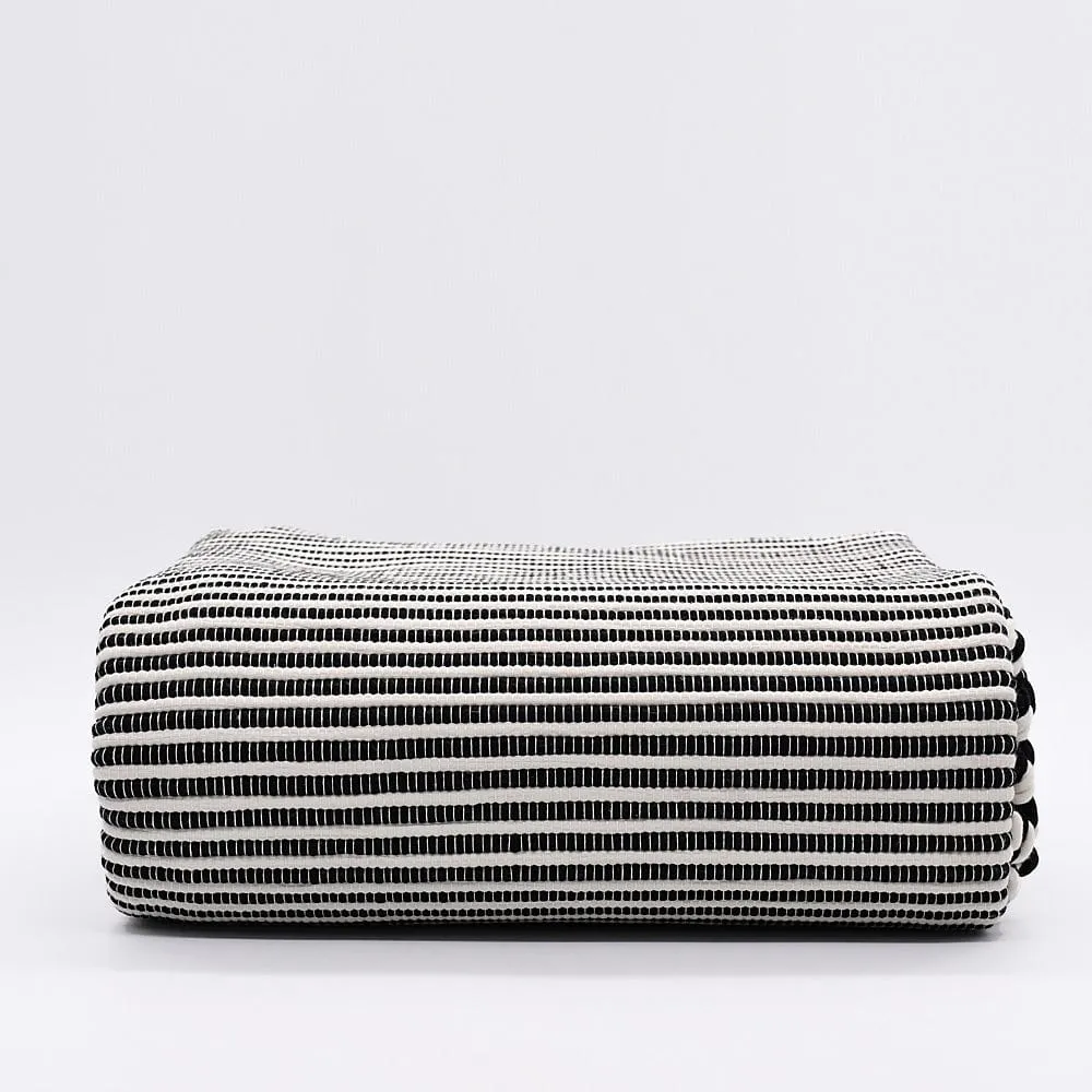 Tapis artisanal rayé Noir & Blanc 200x140 CICA