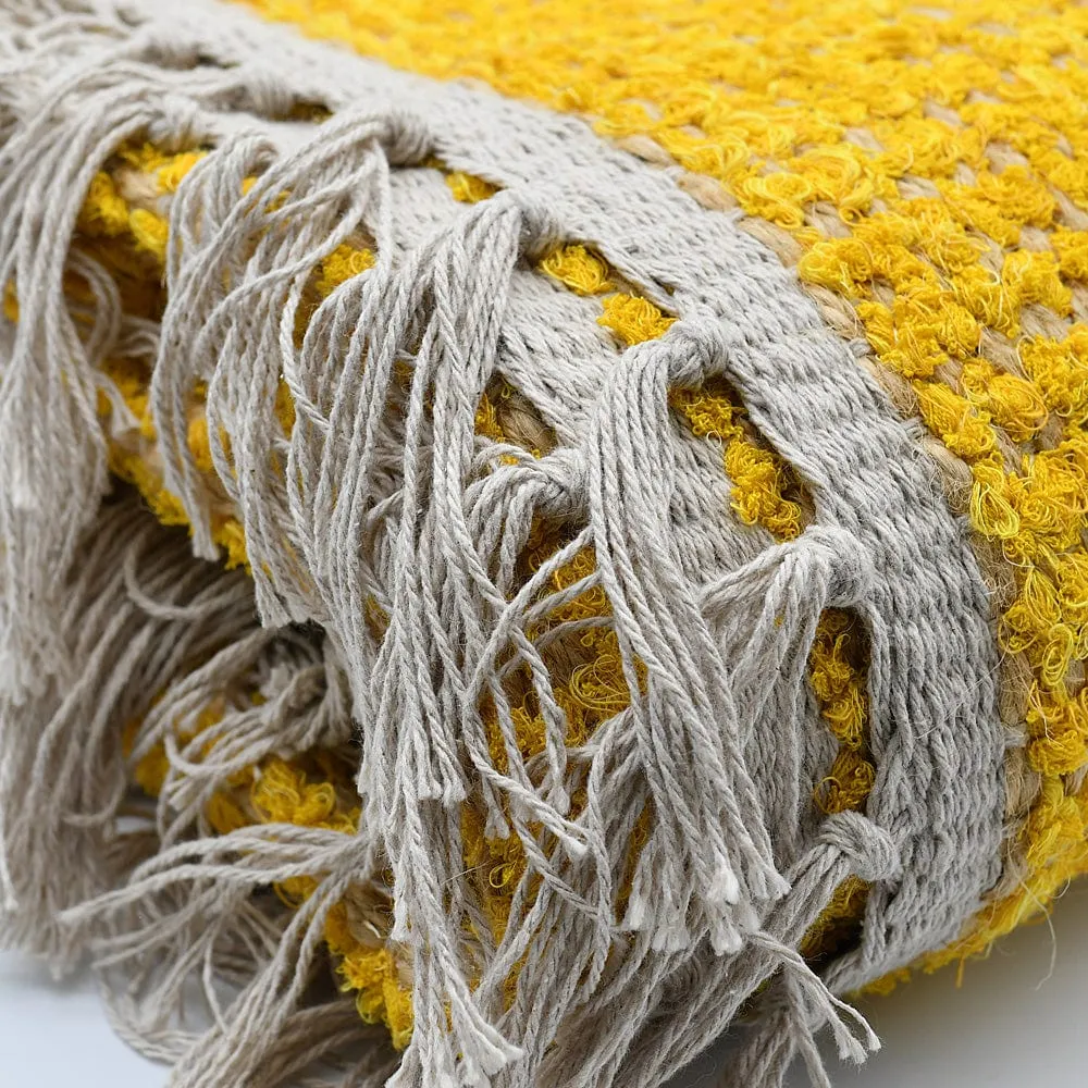 Tapis artisanal en sisal et coton 160x95 - Jaune CICA