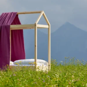 Ciel de lit en mousseline violette