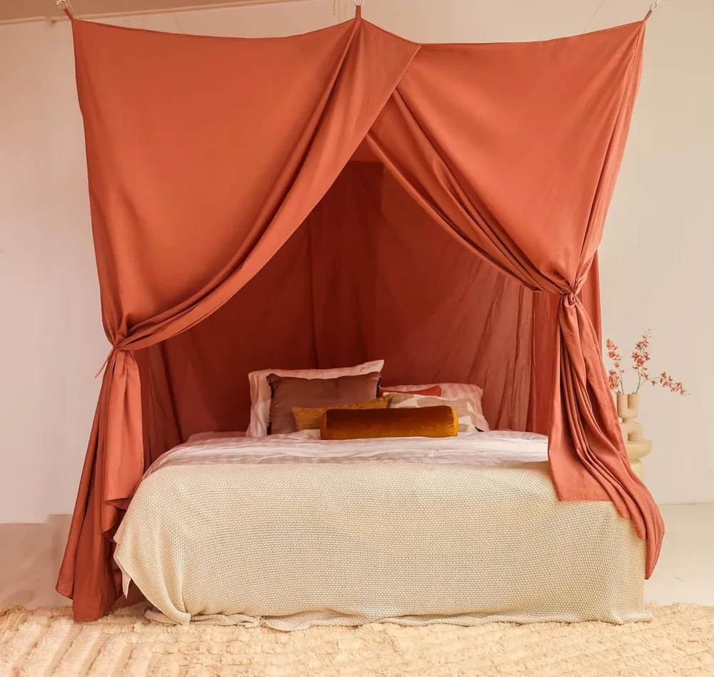 Ciel de Lit Rose Ancien 220x180 CM – Moustiquaire pour Lit Queen Size