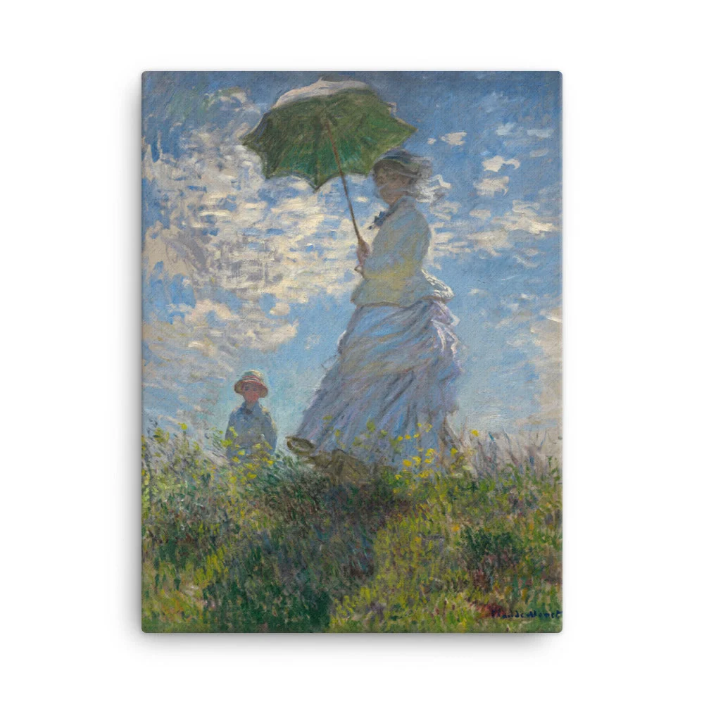 Leinwand - Femme à l'ombrelle - Madame Monet et son fils Claude Monet
