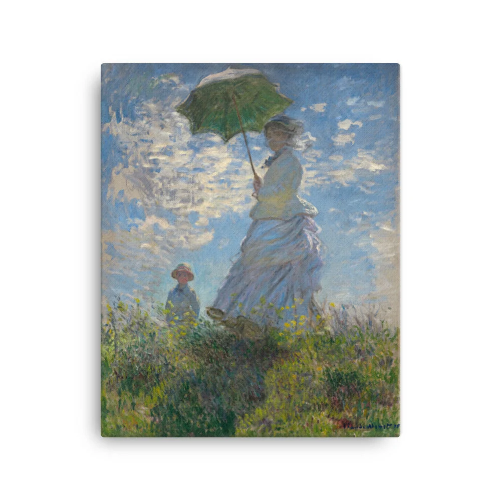 Leinwand - Femme à l'ombrelle - Madame Monet et son fils Claude Monet
