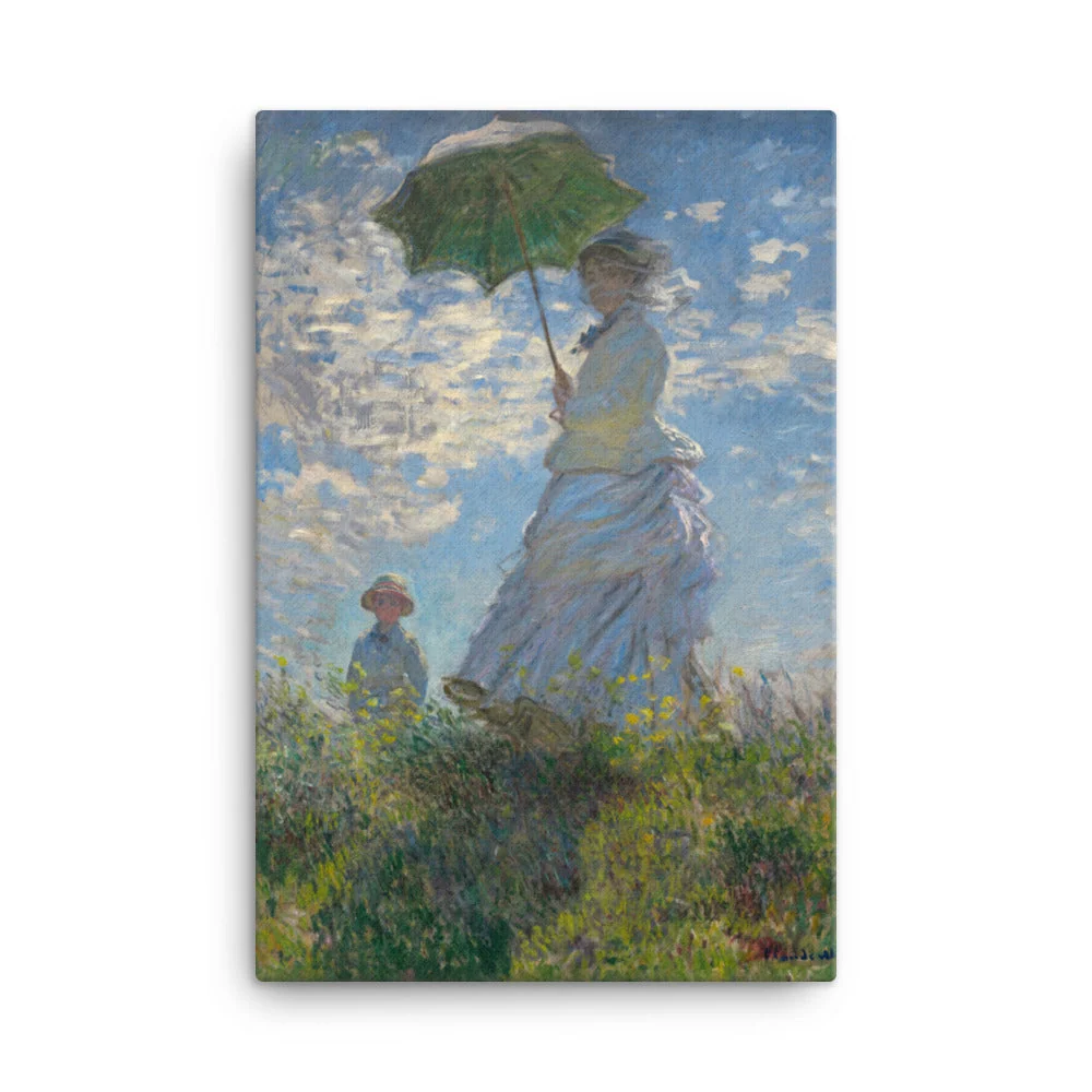 Leinwand - Femme à l'ombrelle - Madame Monet et son fils Claude Monet